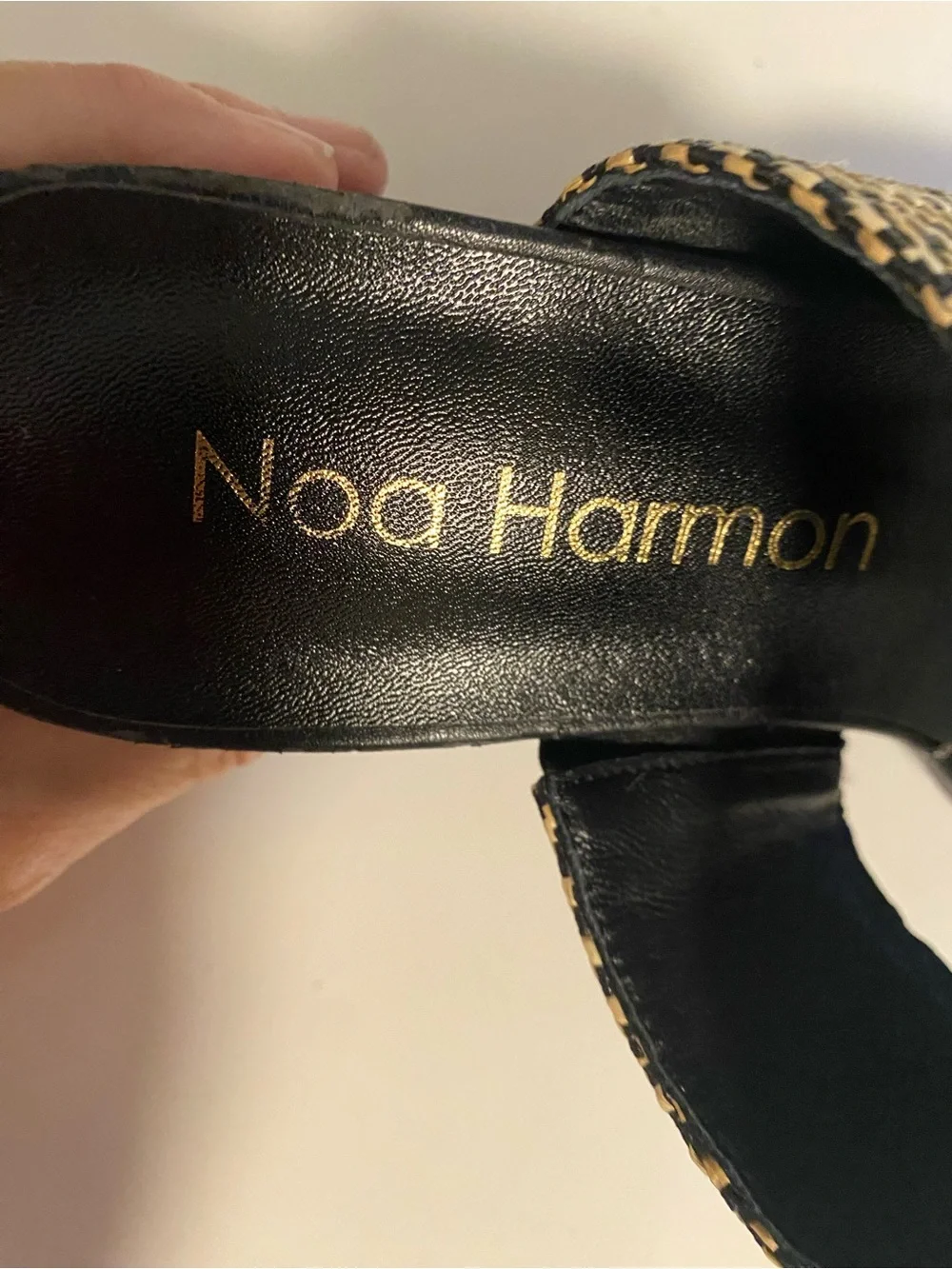 Noa Harmon Black & Natural Woven Slide Sandals, Never Worn , Size 38